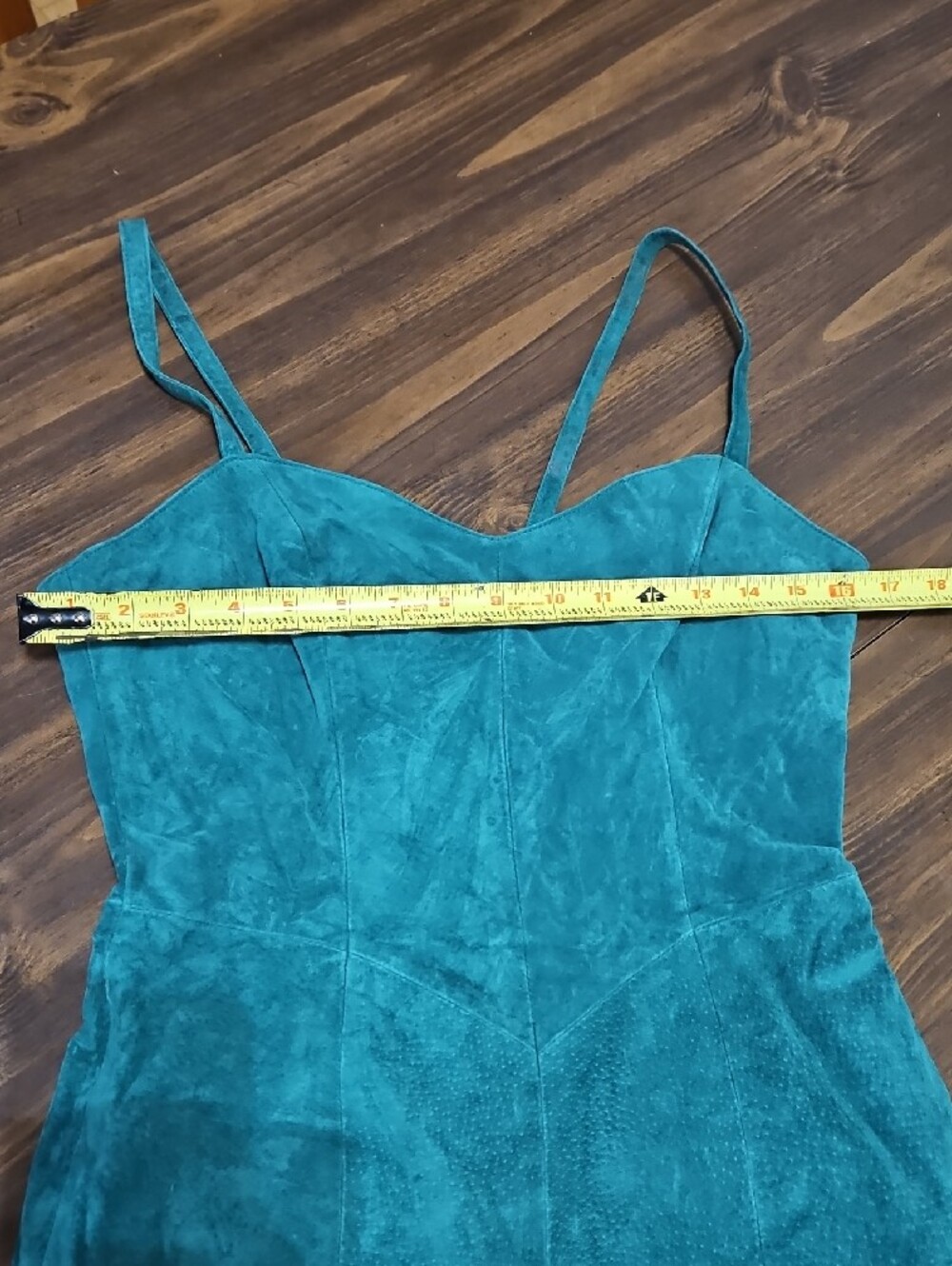 Vintage Wilsons Leather Teal Green Suede Asymmetrical Mini Dress - Picture 7 of 12